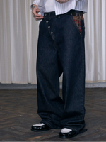 Raw Denim Slanted Pants