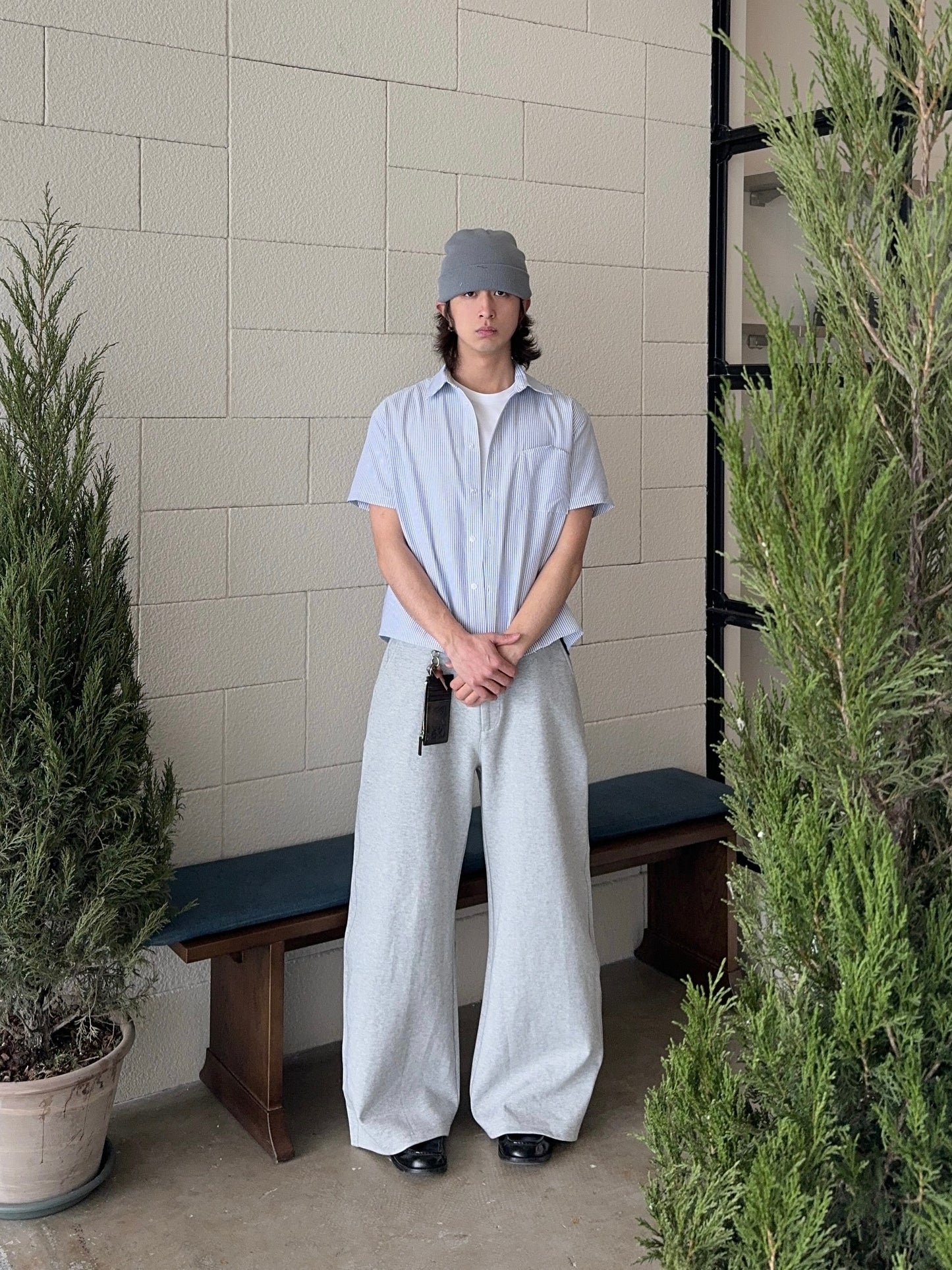 Upside Down Pocket Striped Shirt