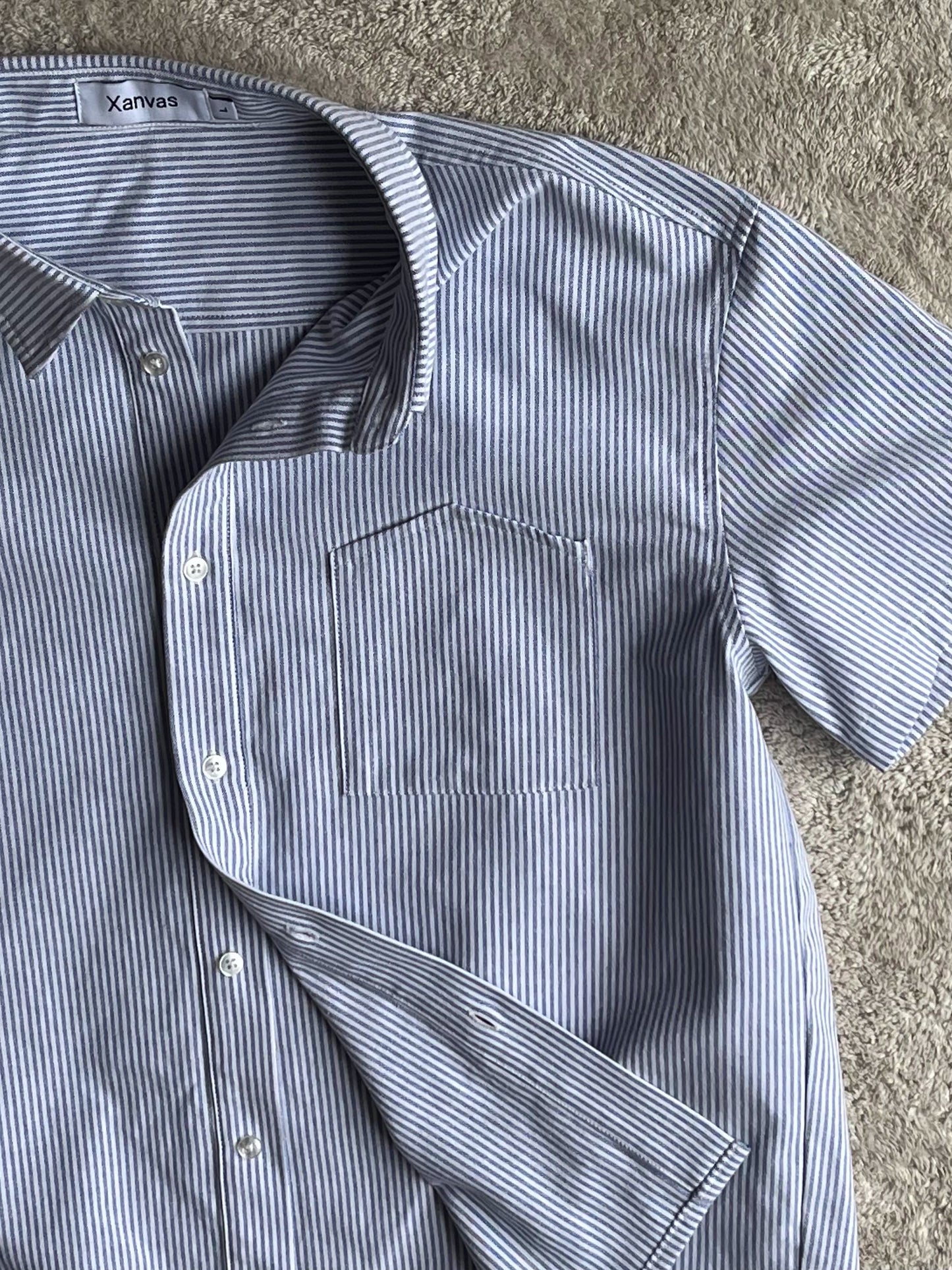 Upside Down Pocket Striped Shirt