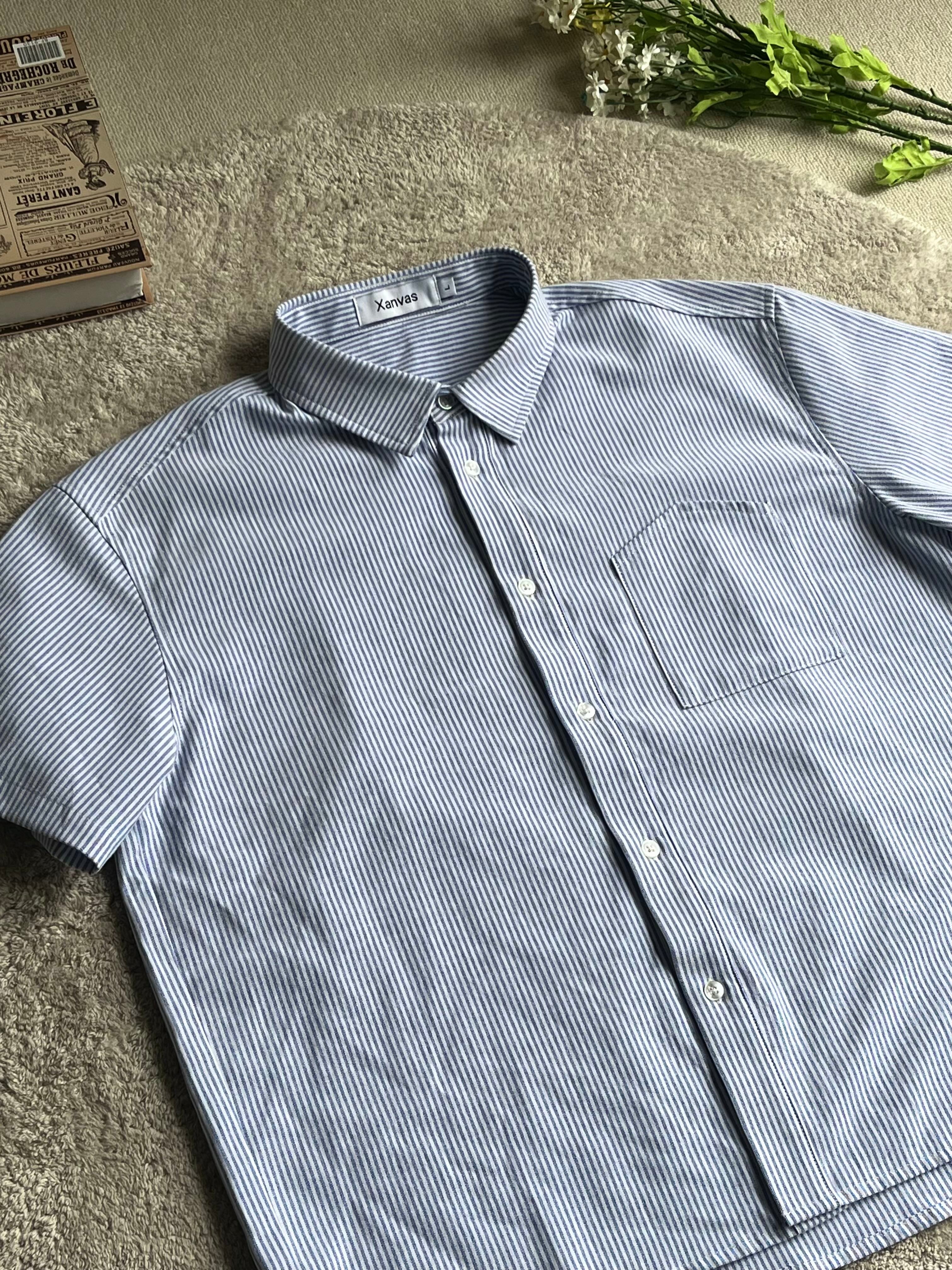 Upside Down Pocket Striped Shirt