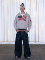 American Embroidered Knitted Hoodie