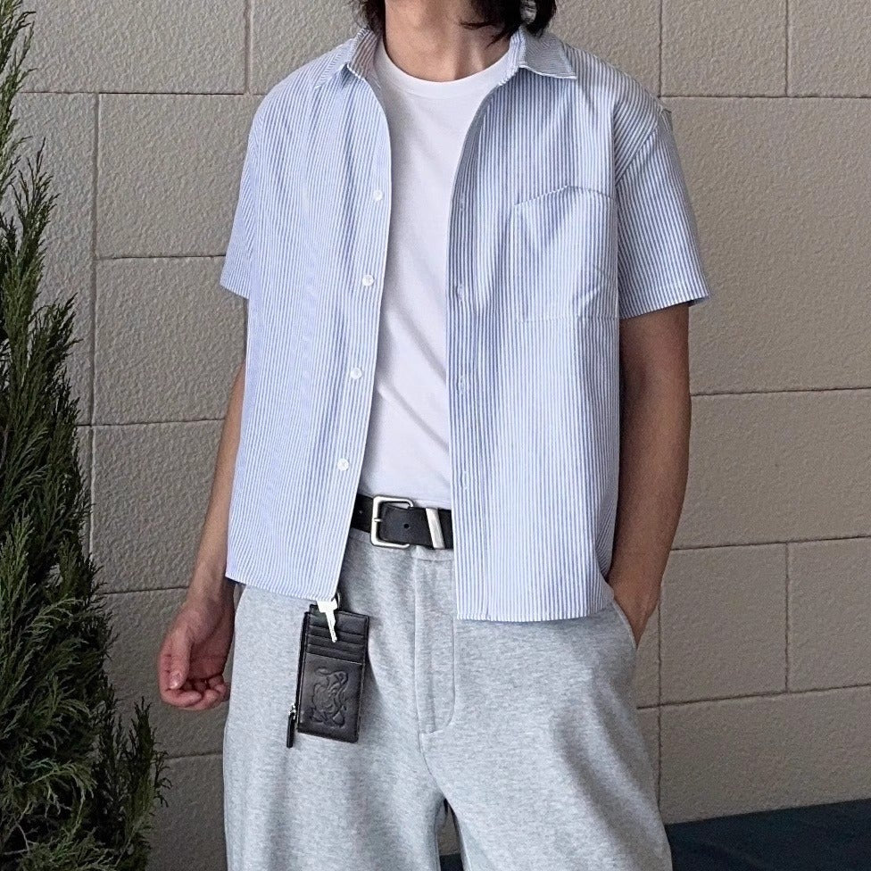 Upside Down Pocket Striped Shirt