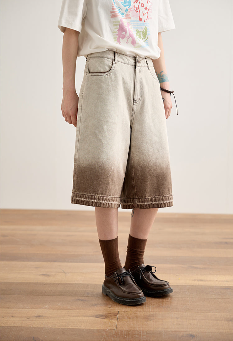 Half&Half Loose Denim Shorts