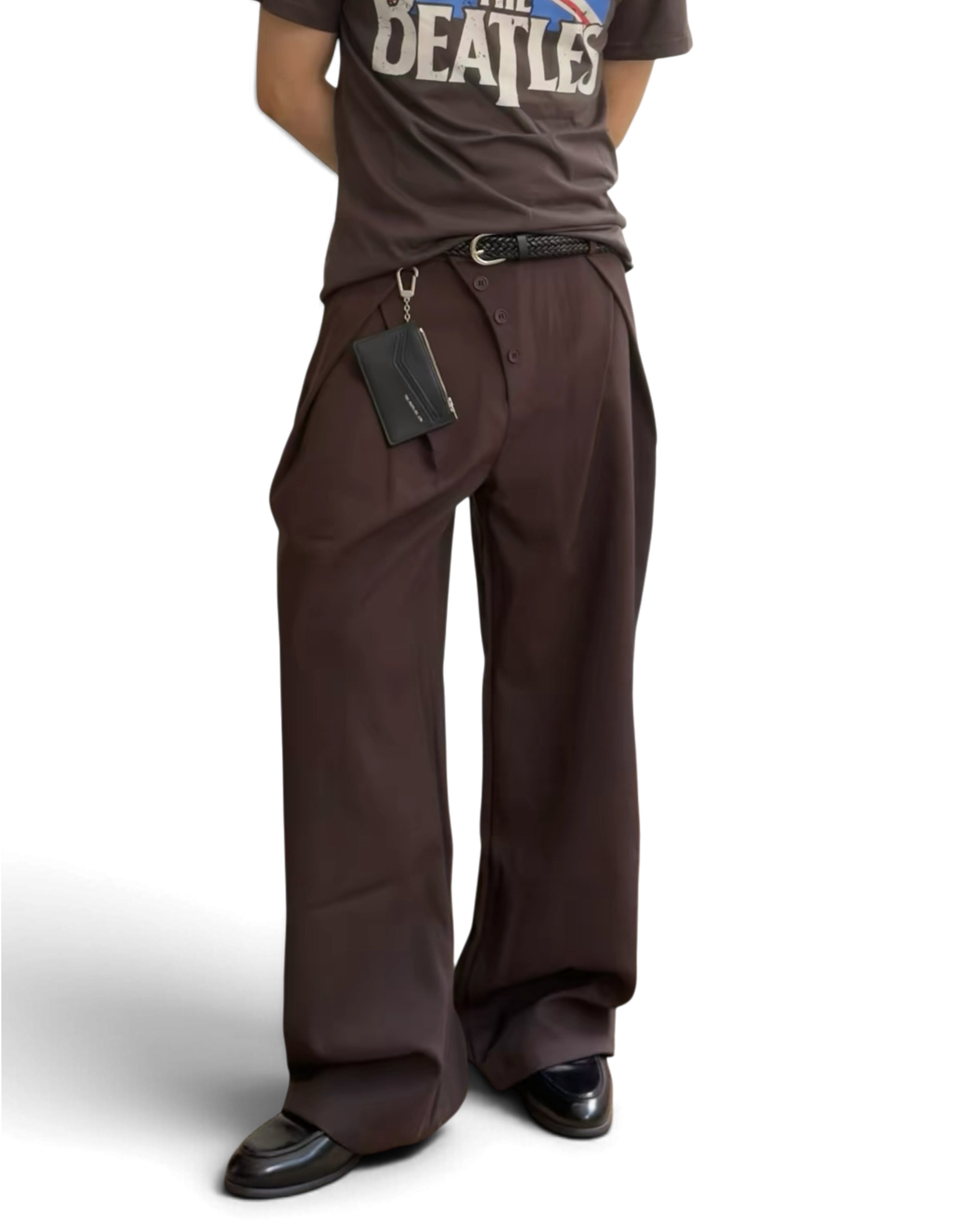 "Slanted" Pleated Trousers