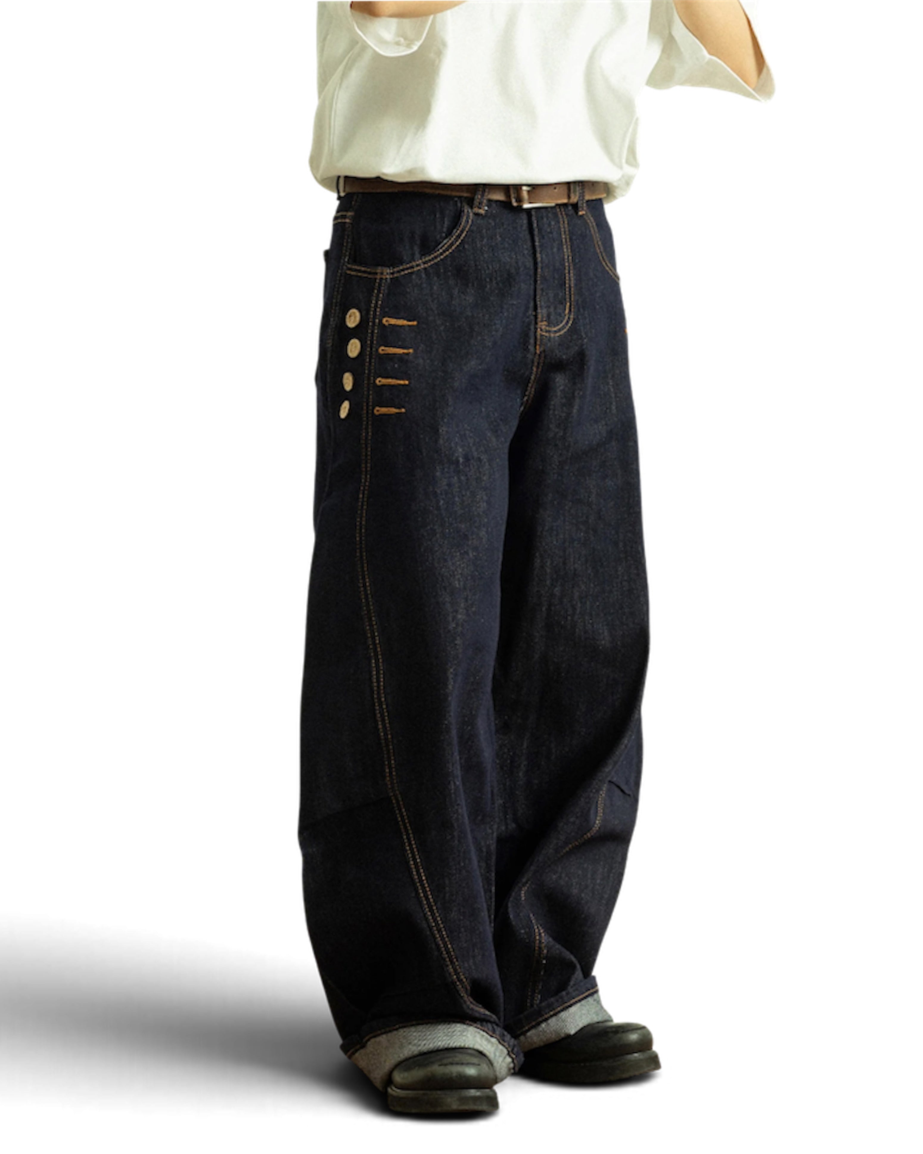 "Button" Scimitar Jeans