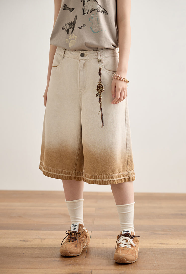 Half&Half Loose Denim Shorts
