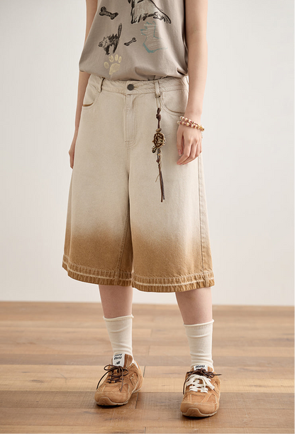 Half&Half Loose Denim Shorts
