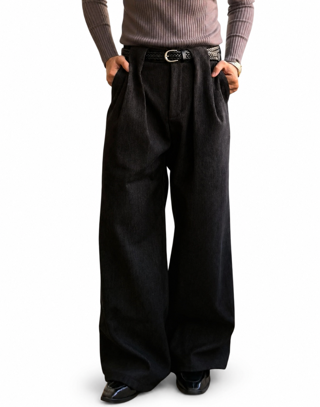 "Lapped" Pleated Trousers