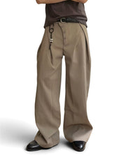 "Slanted" Pleated Trousers