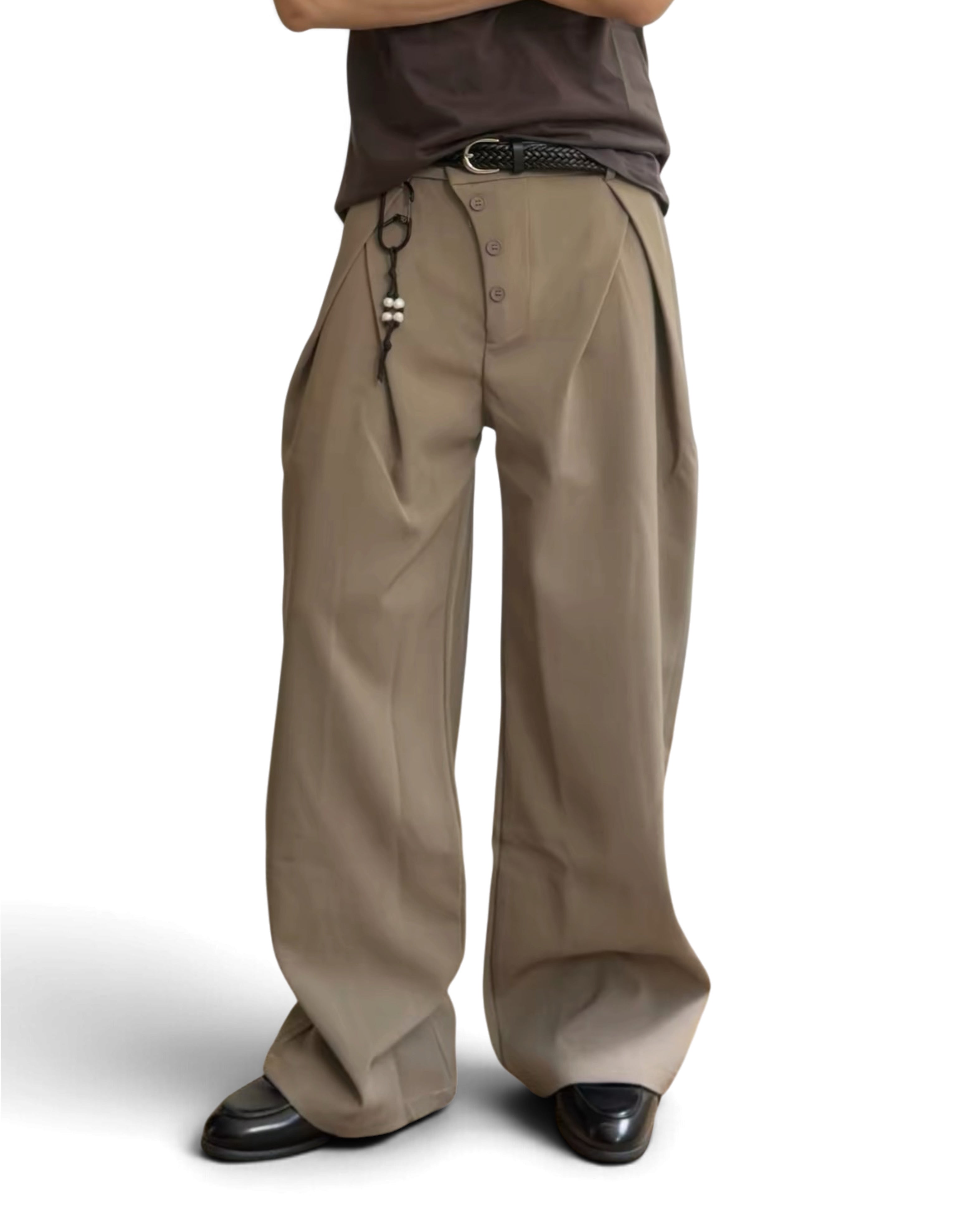 "Slanted" Pleated Trousers