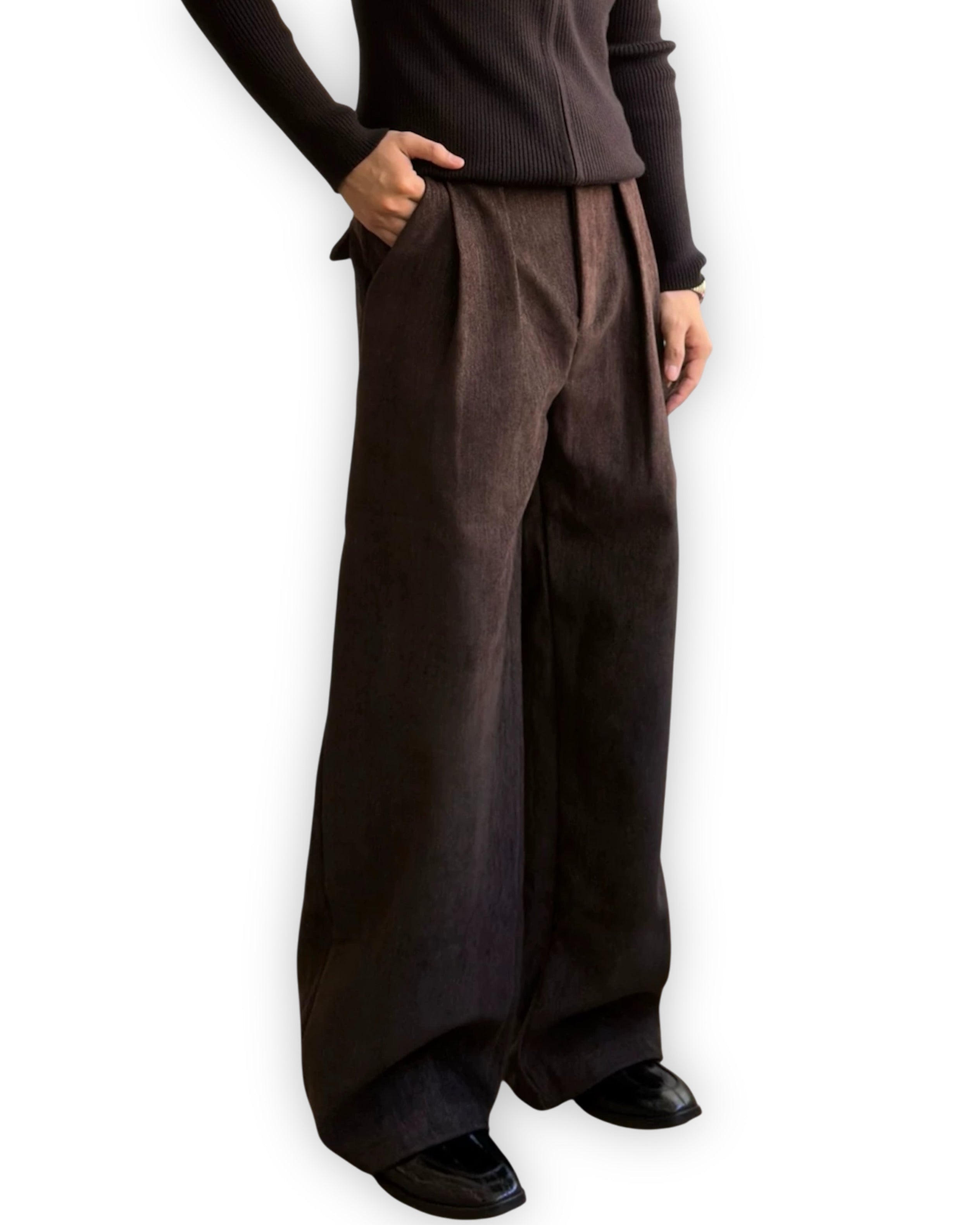 "Lapped" Pleated Trousers