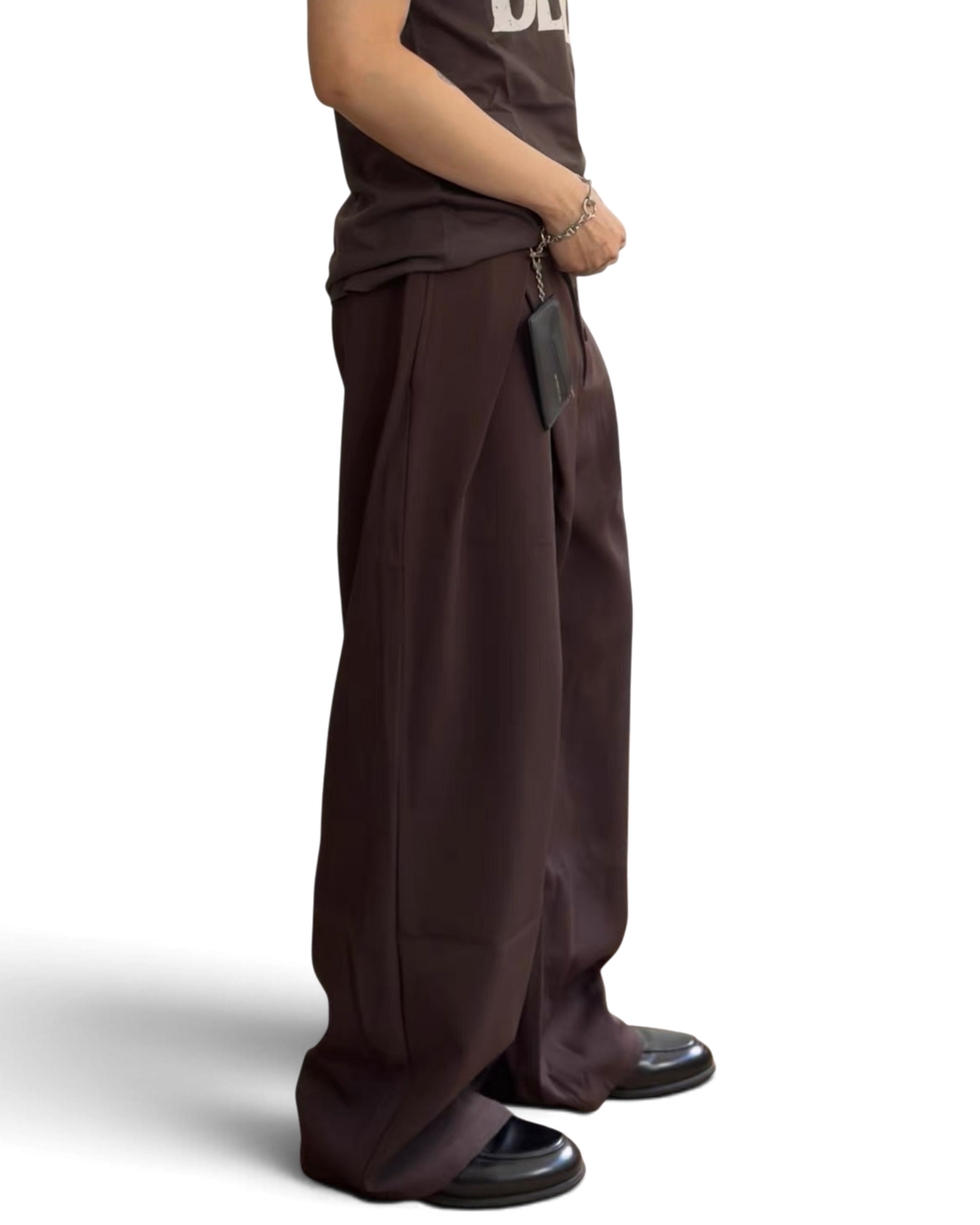 "Slanted" Pleated Trousers
