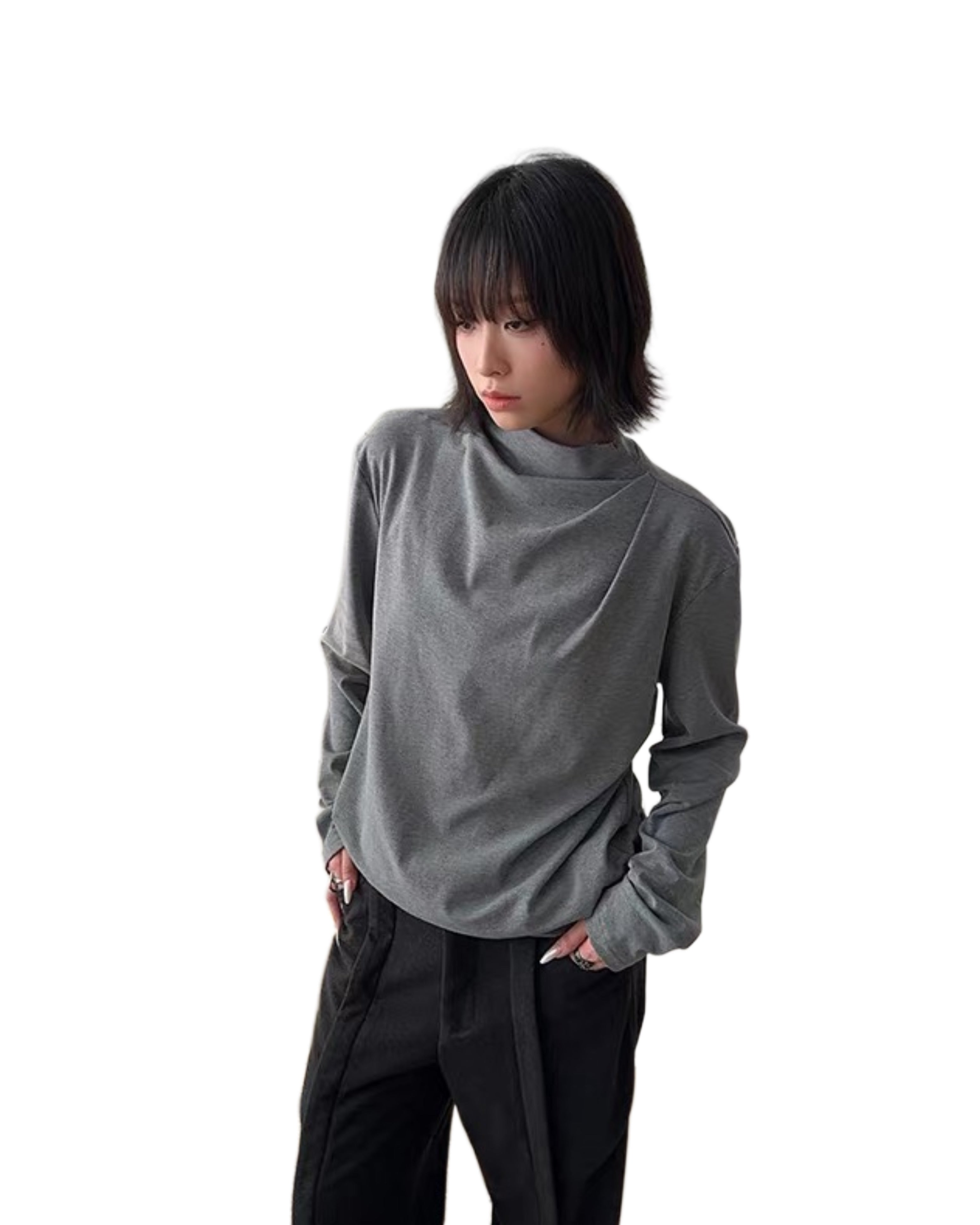 "Pleated" Long Sleeve T-Shirt