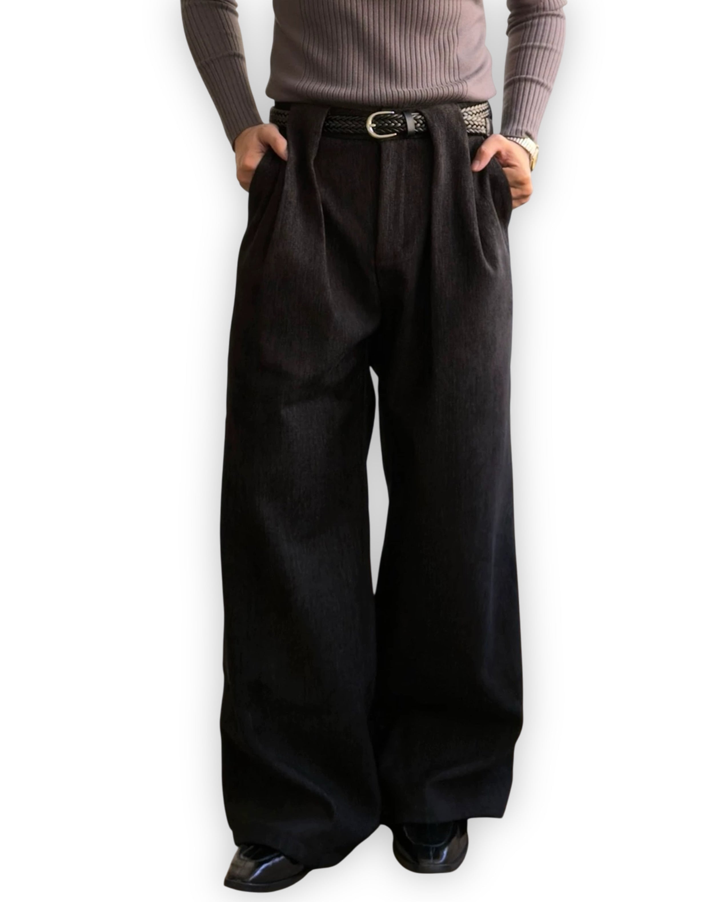 "Lapped" Pleated Trousers