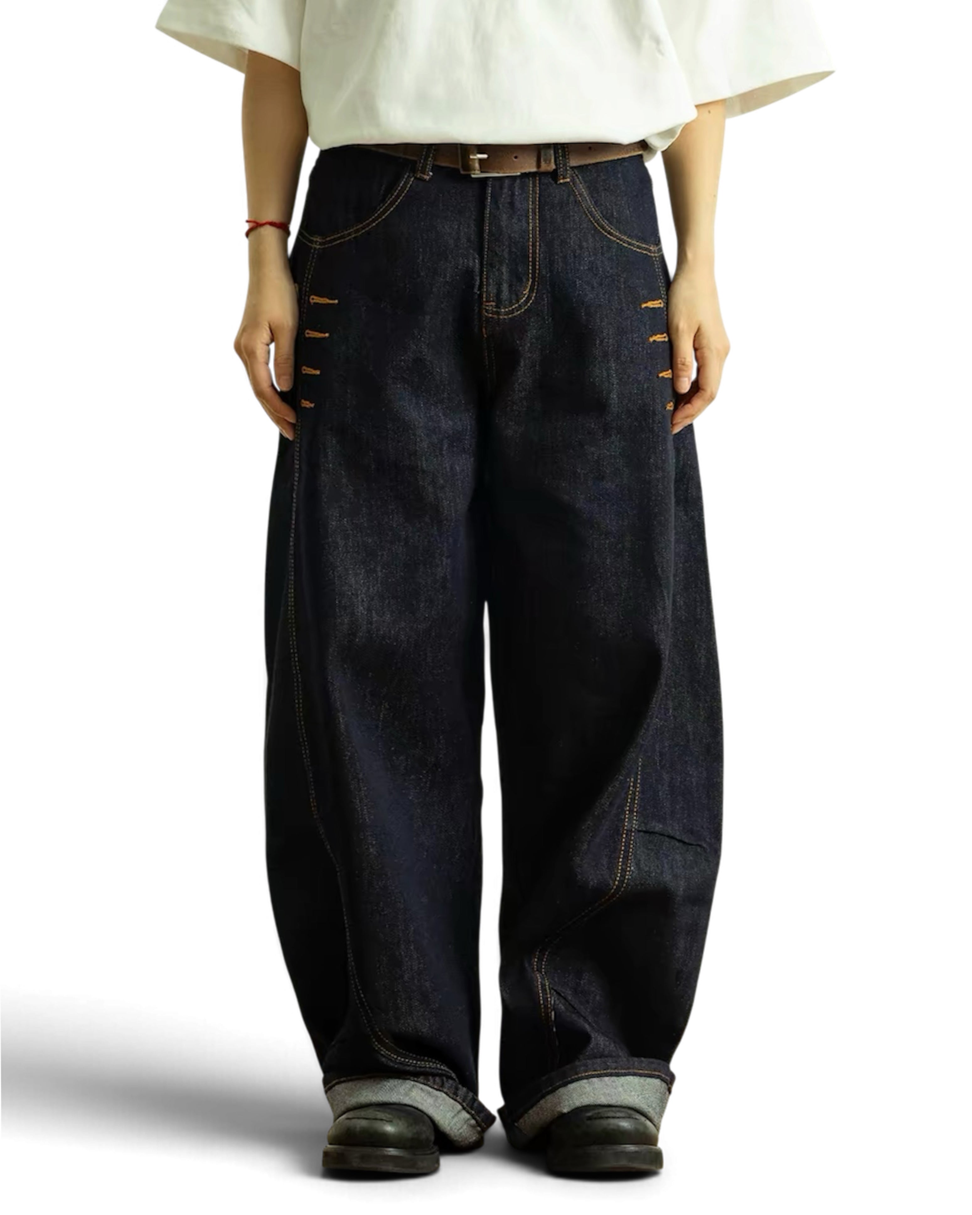 "Button" Scimitar Jeans