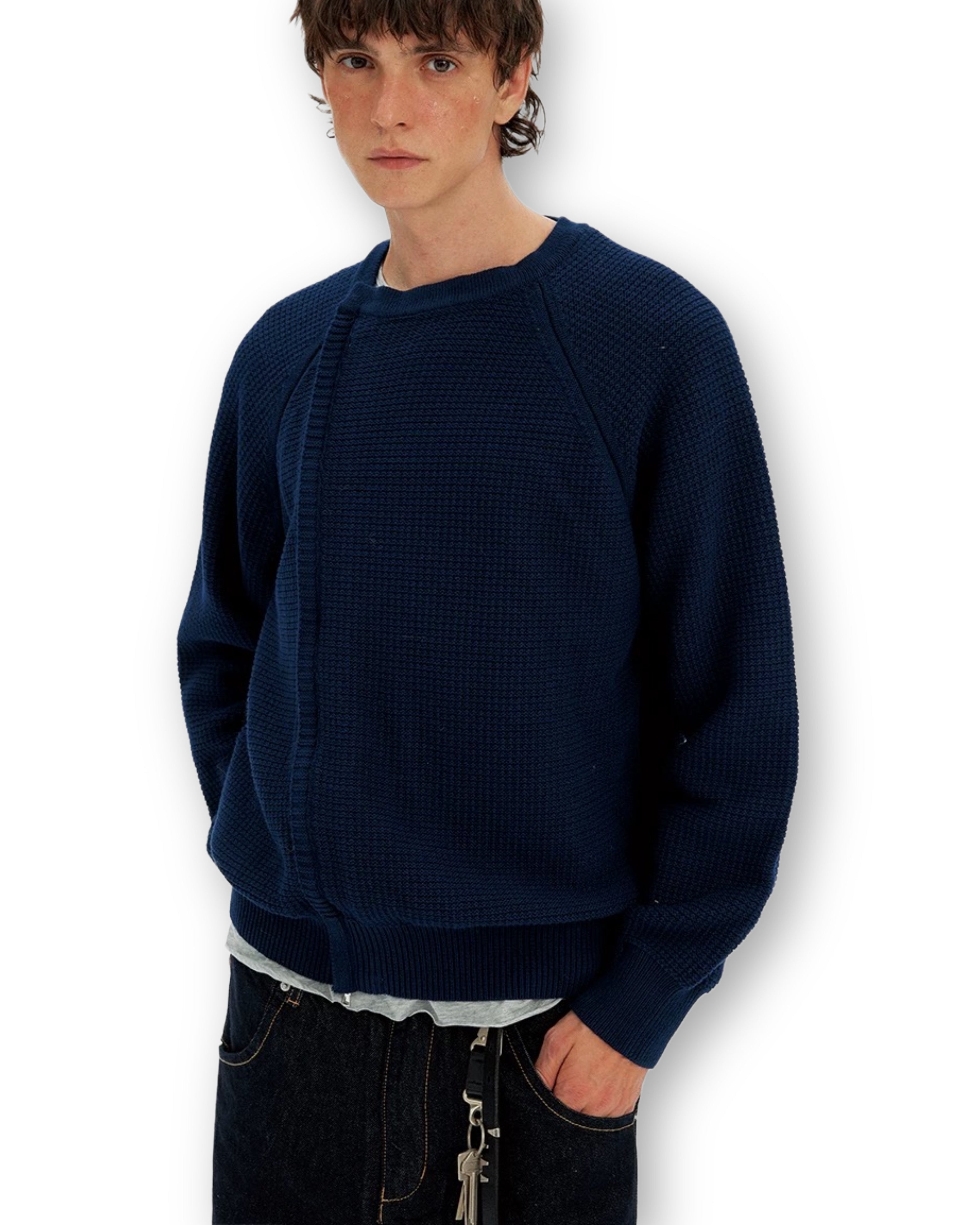 “Offset” Zip Knit