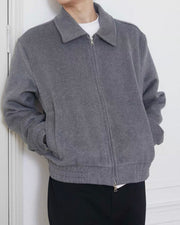Heavy Wool-Blend Boxy Zip Jacket