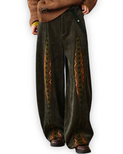 Sky Eye V2 corduroy wide-leg pants in dark green, front view
