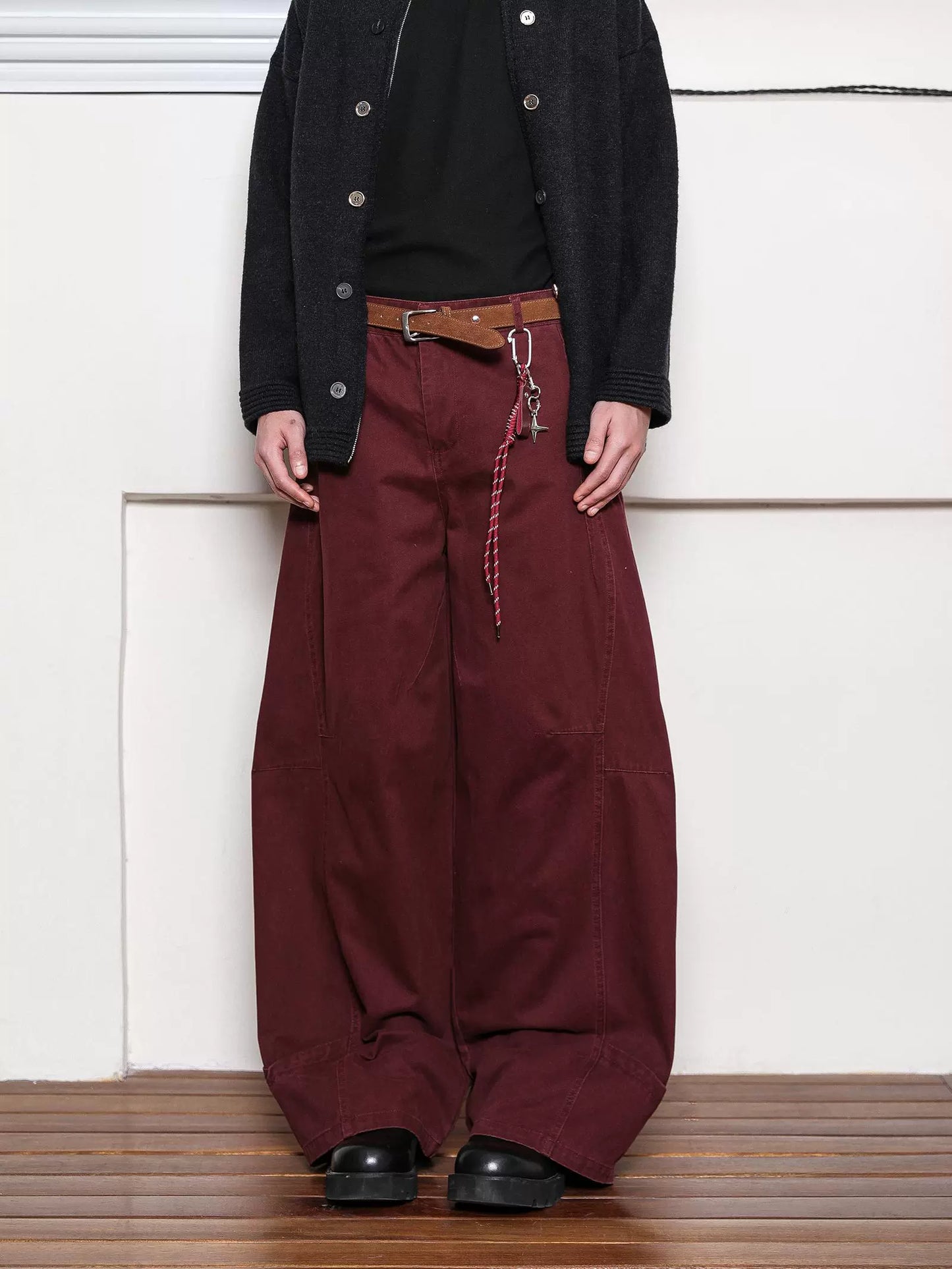 Wine Red Baggy Pants