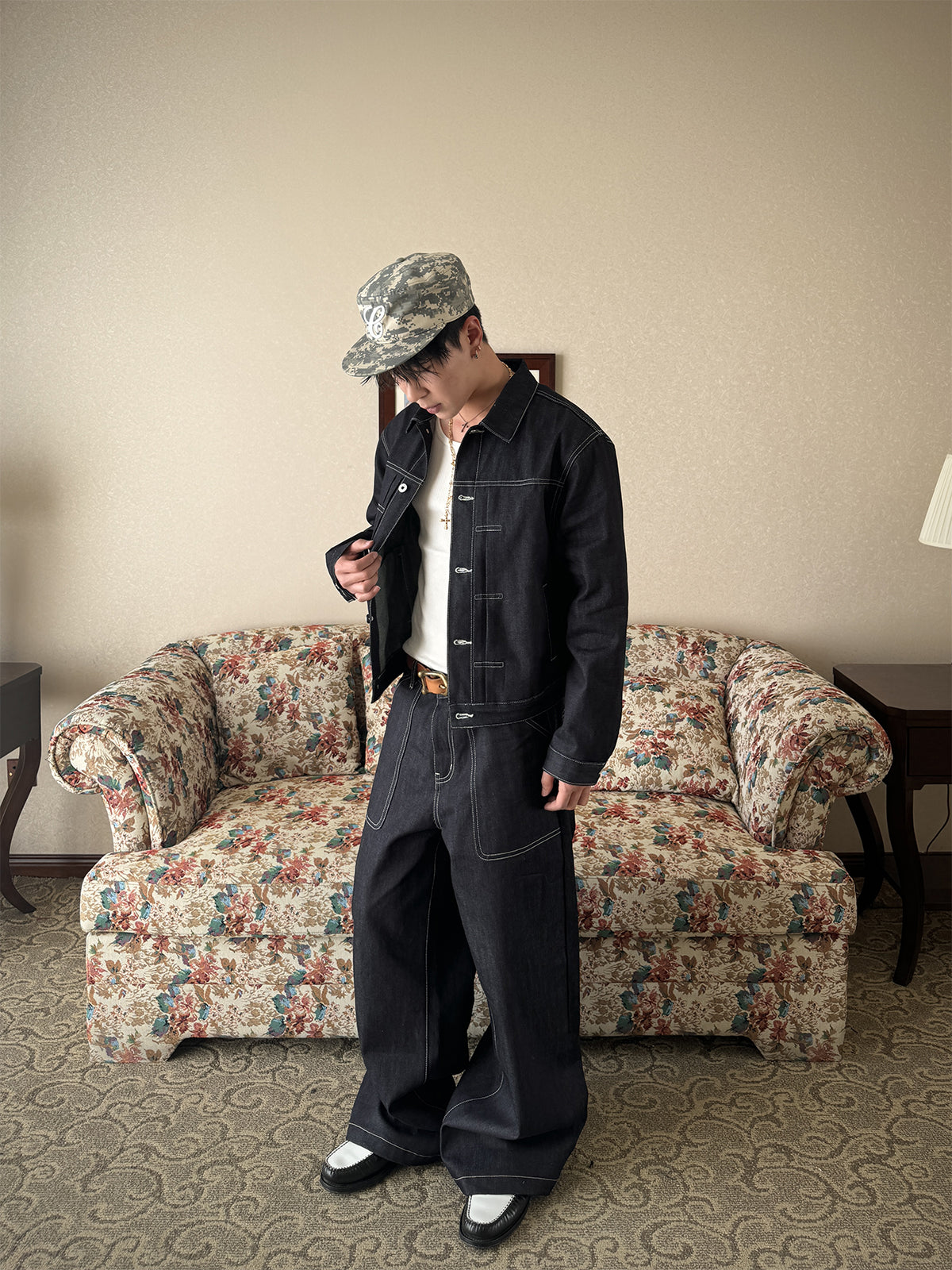 Black & Blue Boxy Denim Jacket