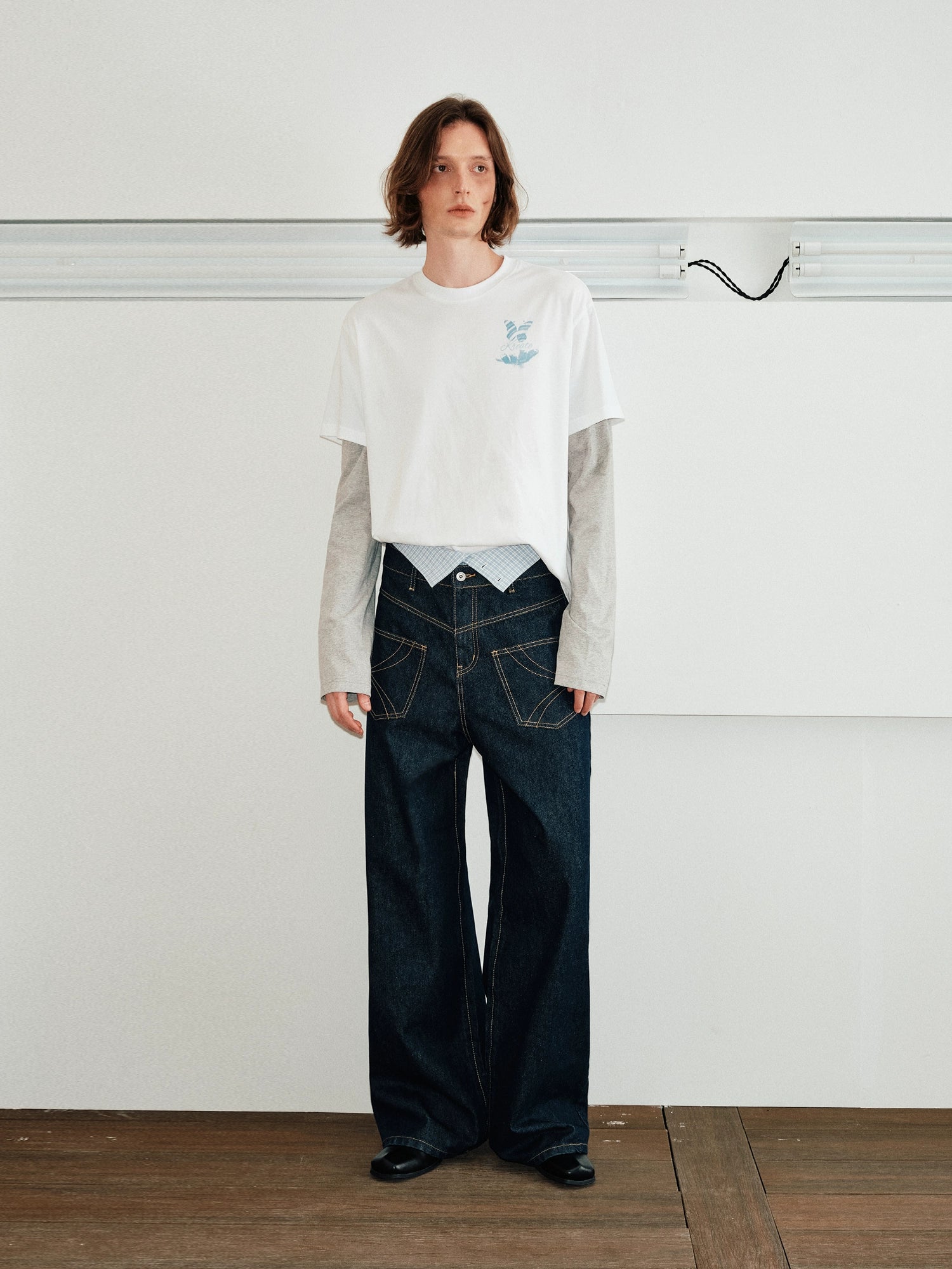 Reverse pocket baggy pants