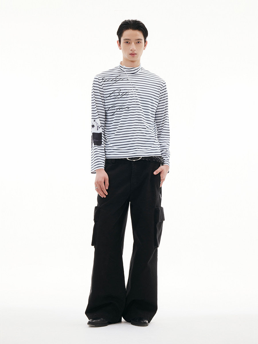"Slogans" Striped Long Sleeve
