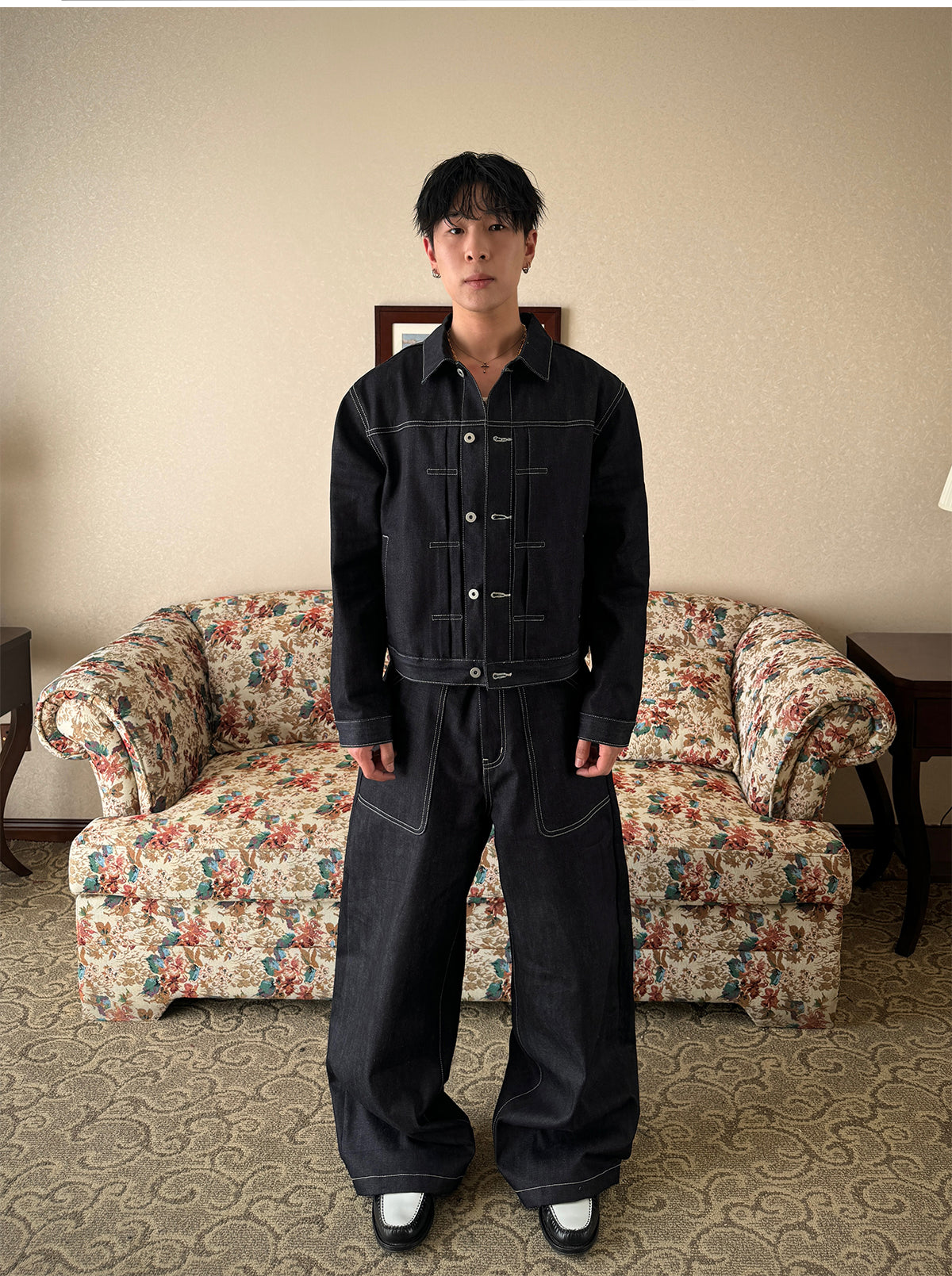 Black & Blue Boxy Denim Jacket