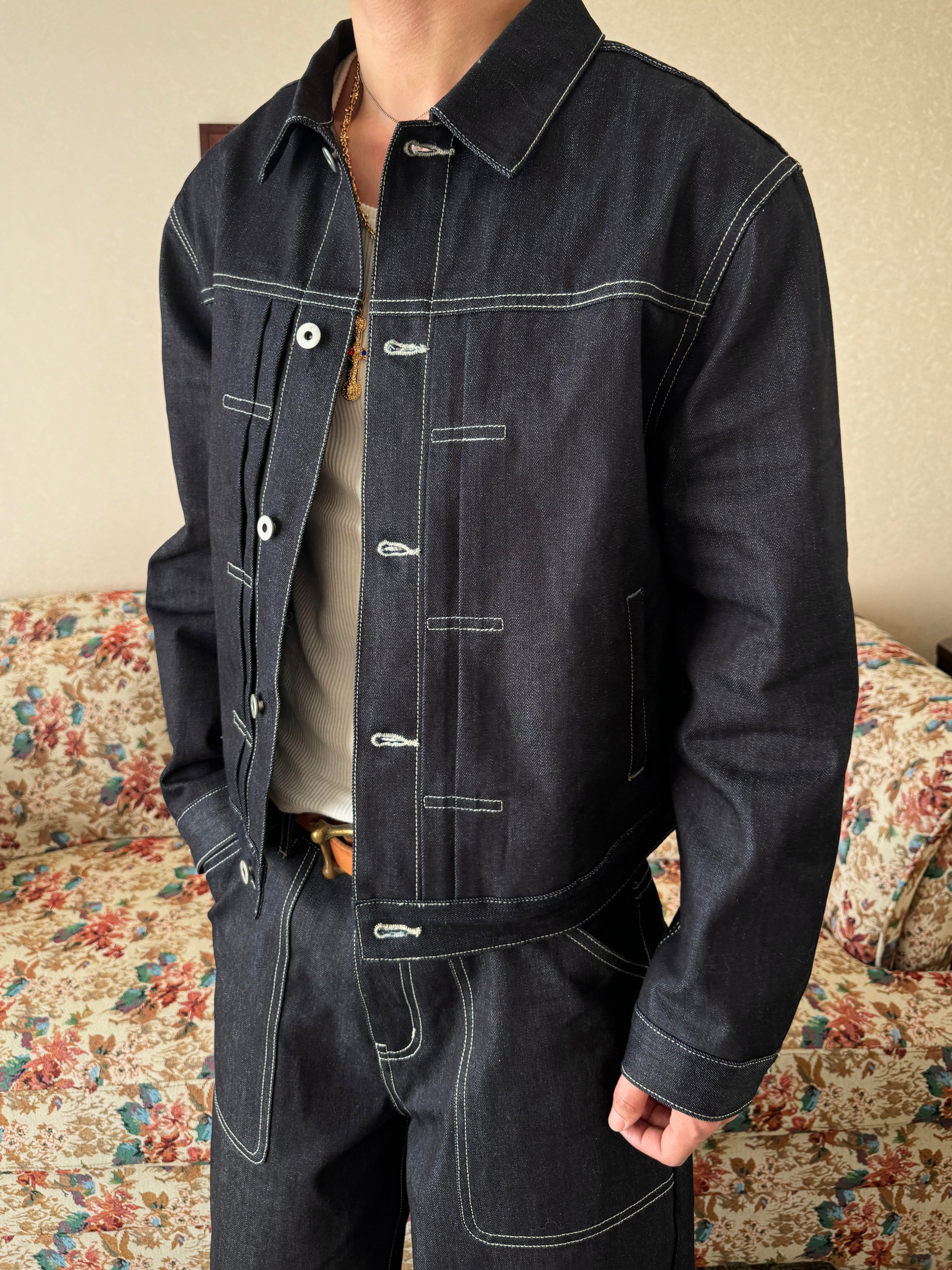 Raw Indigo & Black Cropped Denim Jacket
