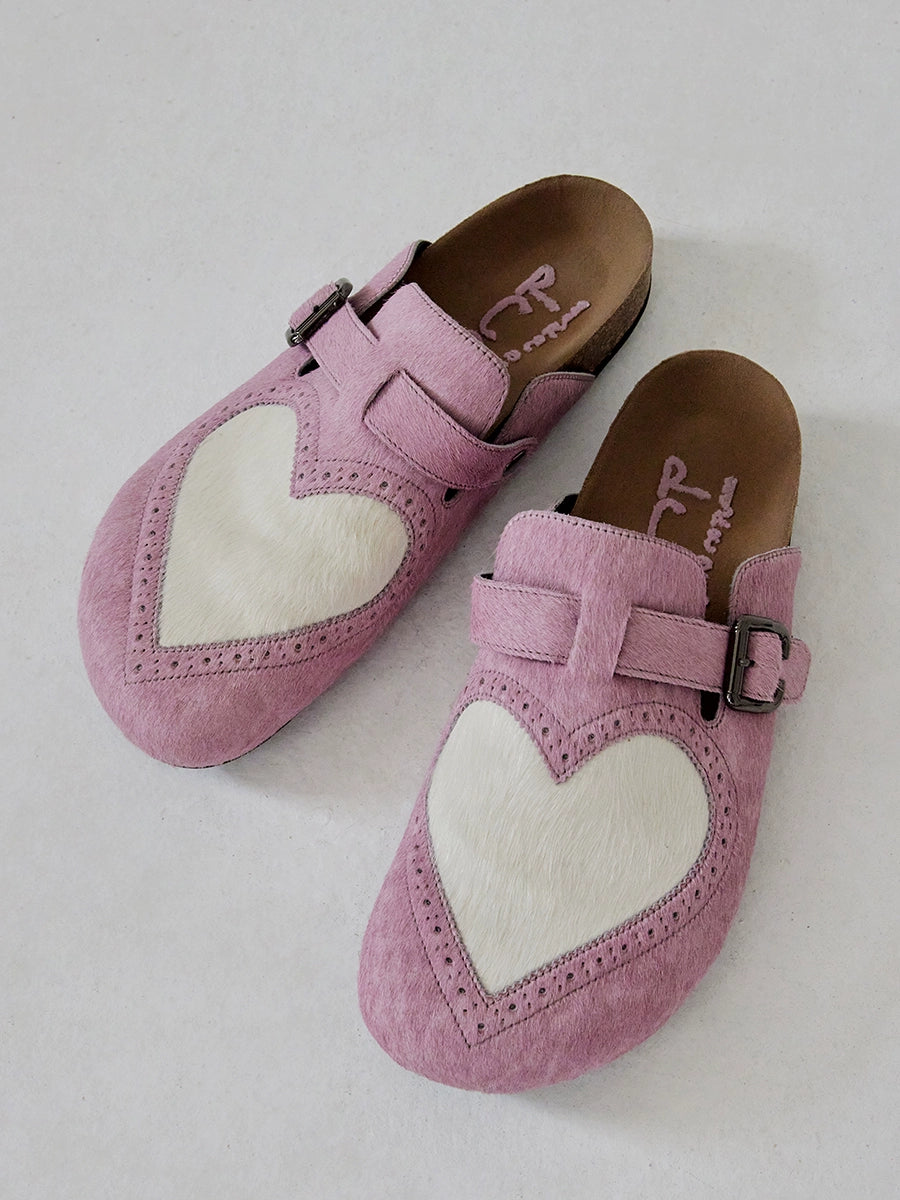Pink Heartfelt Buckle Mules