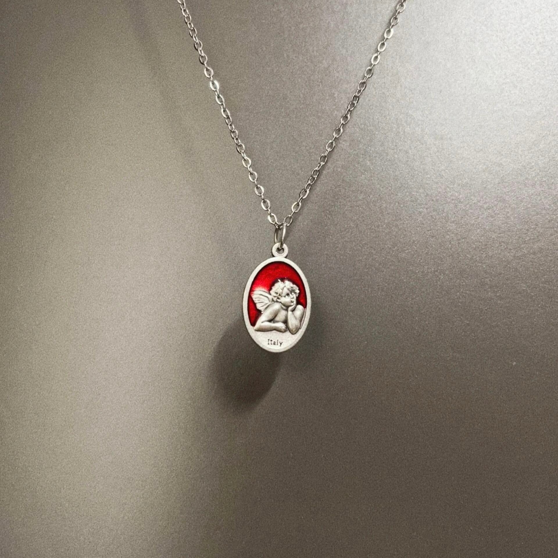 Vintage Guardian angel necklace