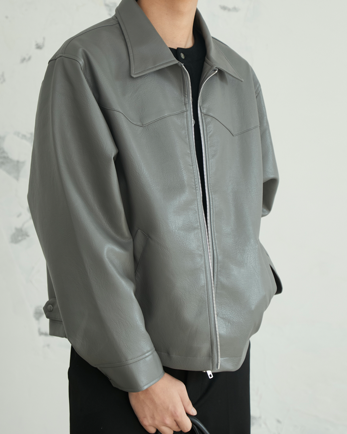Cropped Vegan Leather Jacket