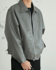 Cropped Vegan Leather Jacket