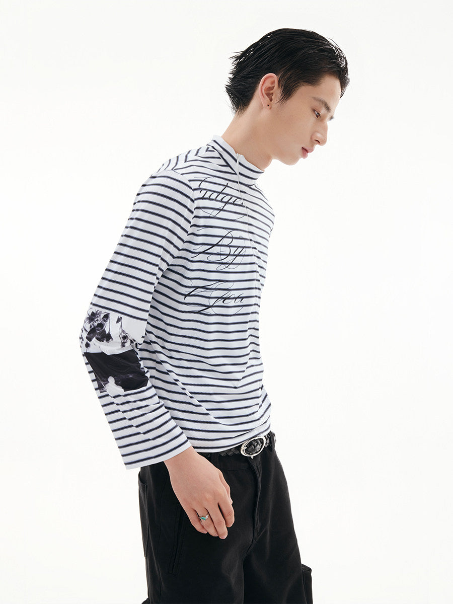 "Slogans" Striped Long Sleeve