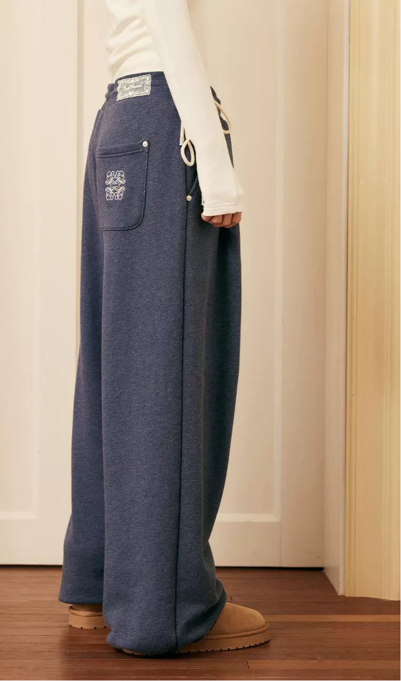 Drawcord Pleated Heavy Cotton Trousers