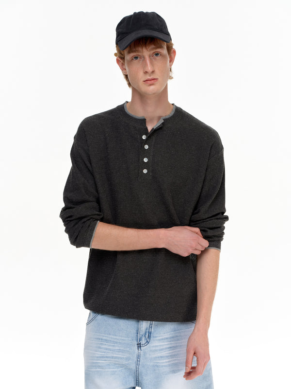“SOFT SIGNAL” WAFFLE HENLEY