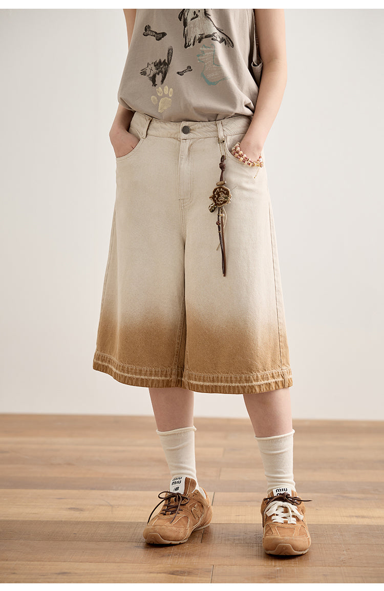 Half&Half Loose Denim Shorts