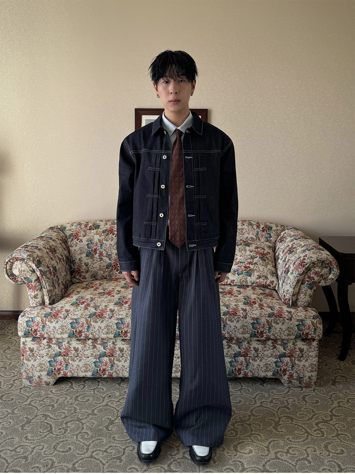 Black & Blue Boxy Denim Jacket