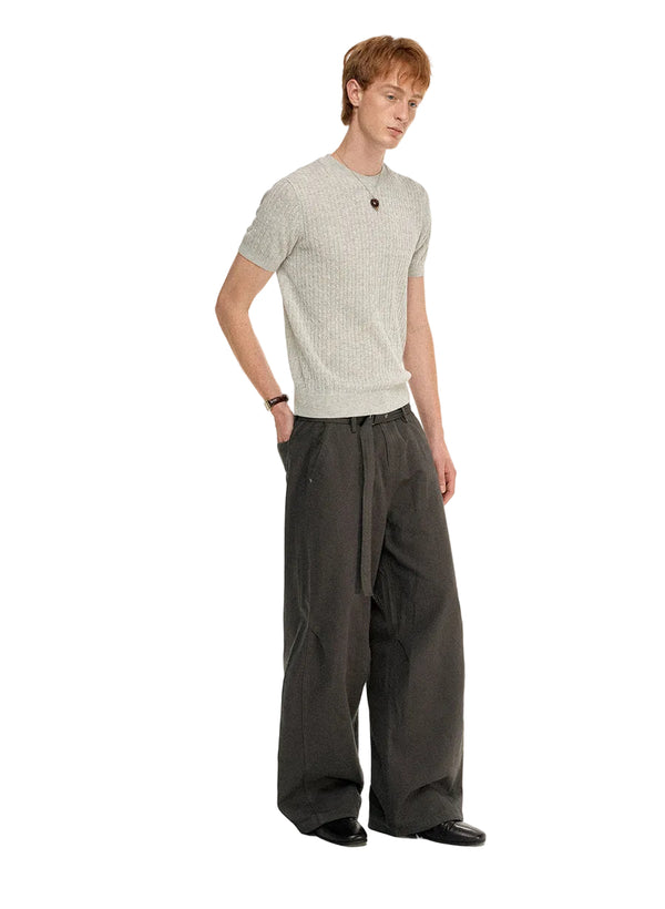 “LOOSE BELTLINE” WIDE TROUSERS