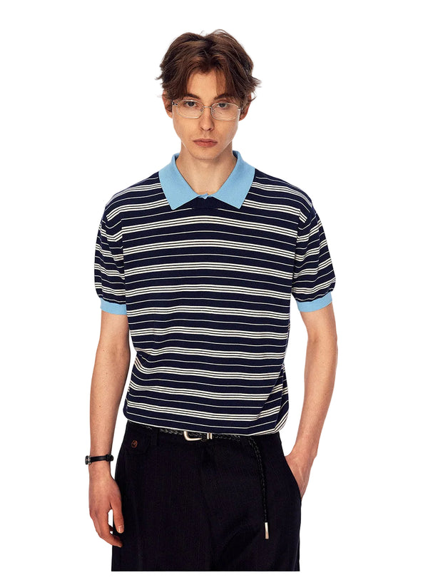 “LAYERED LINE” STRIPED POLO