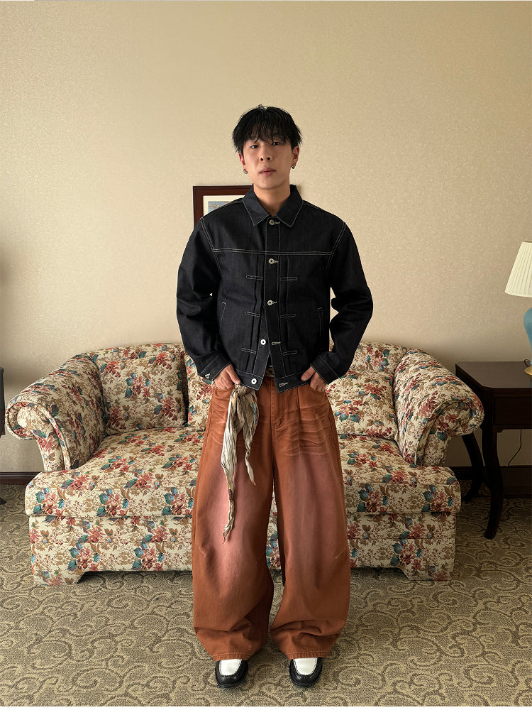 Brick Red Baggy Jeans
