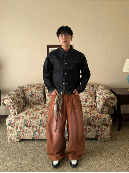 Brick Red Baggy Jeans