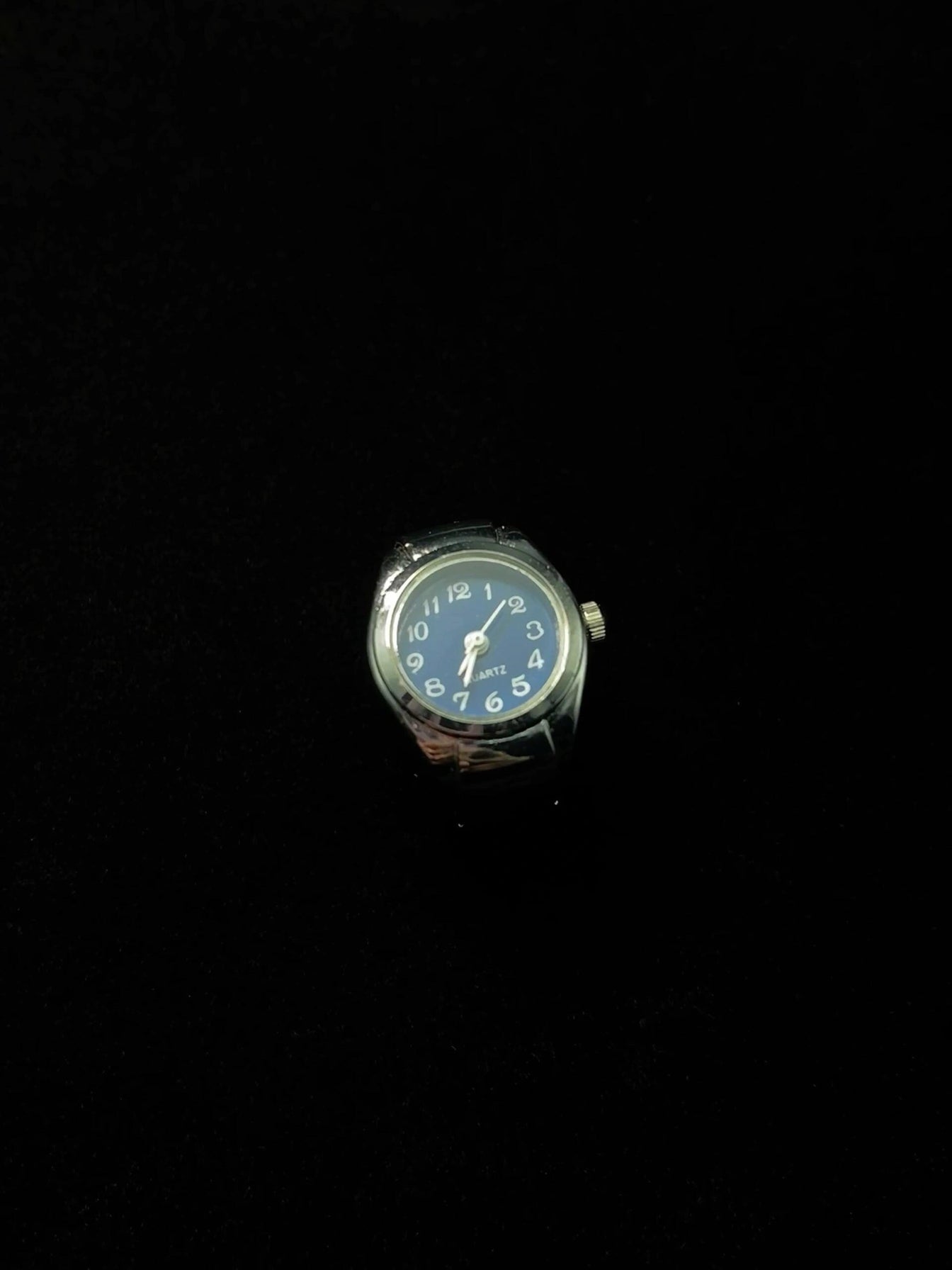 Mini Silver Ring Watch – Midnight Dial