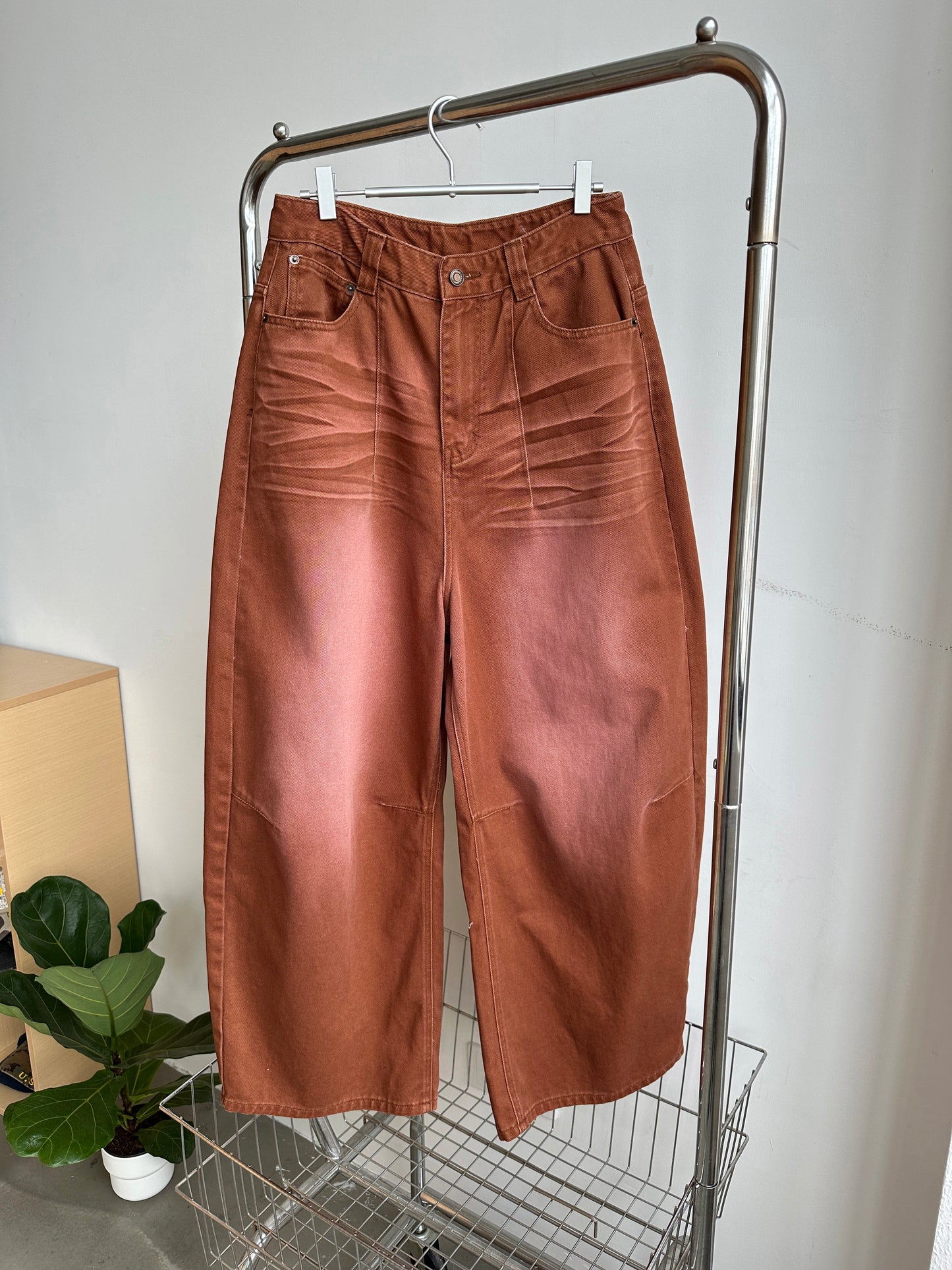Brick Red Baggy Jeans