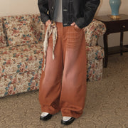 Brick Red Baggy Jeans