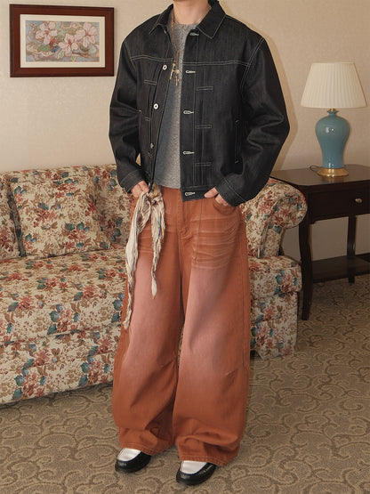 Brick Red Baggy Jeans