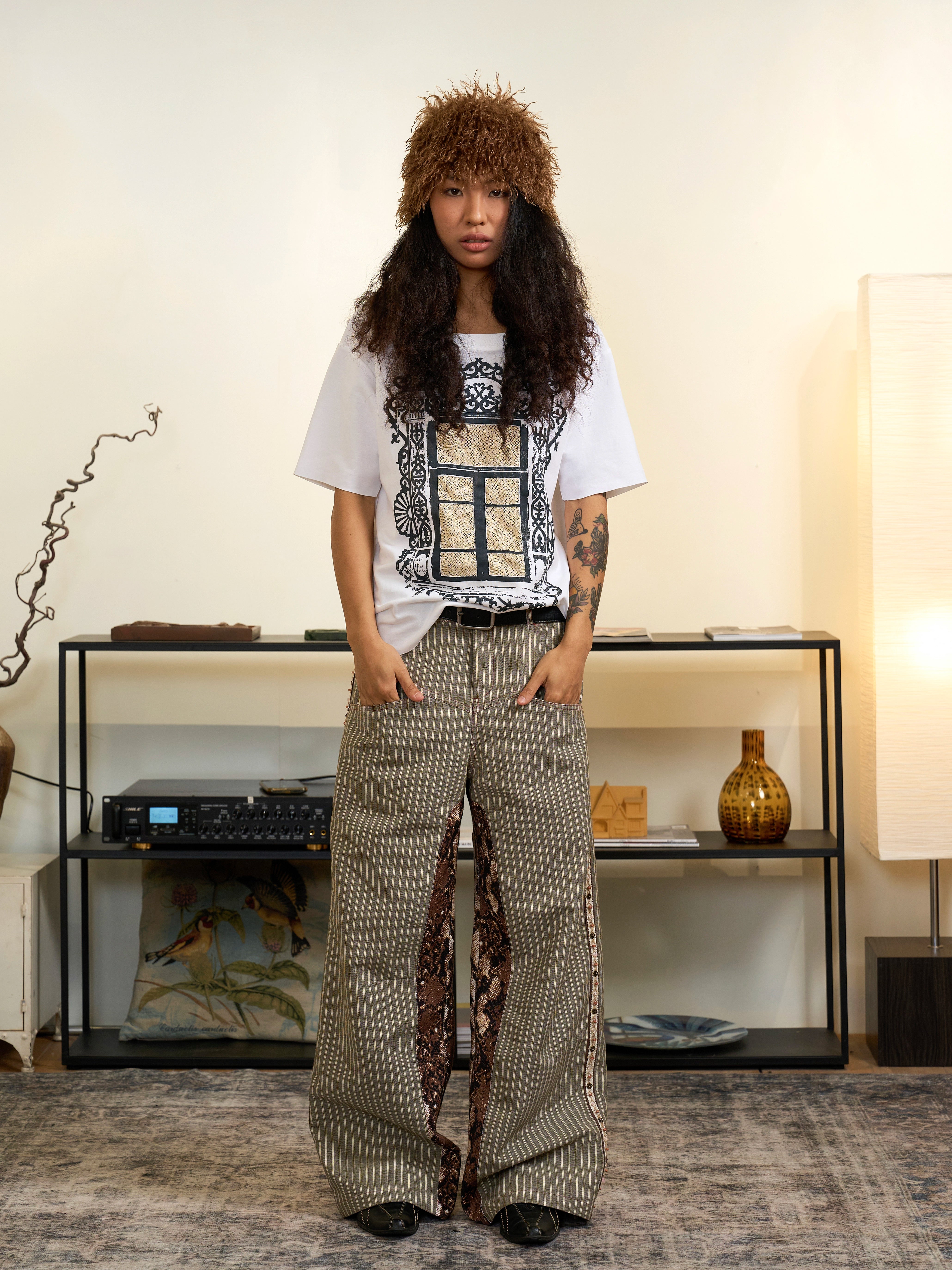 Snake Splice Straight-Leg Pants