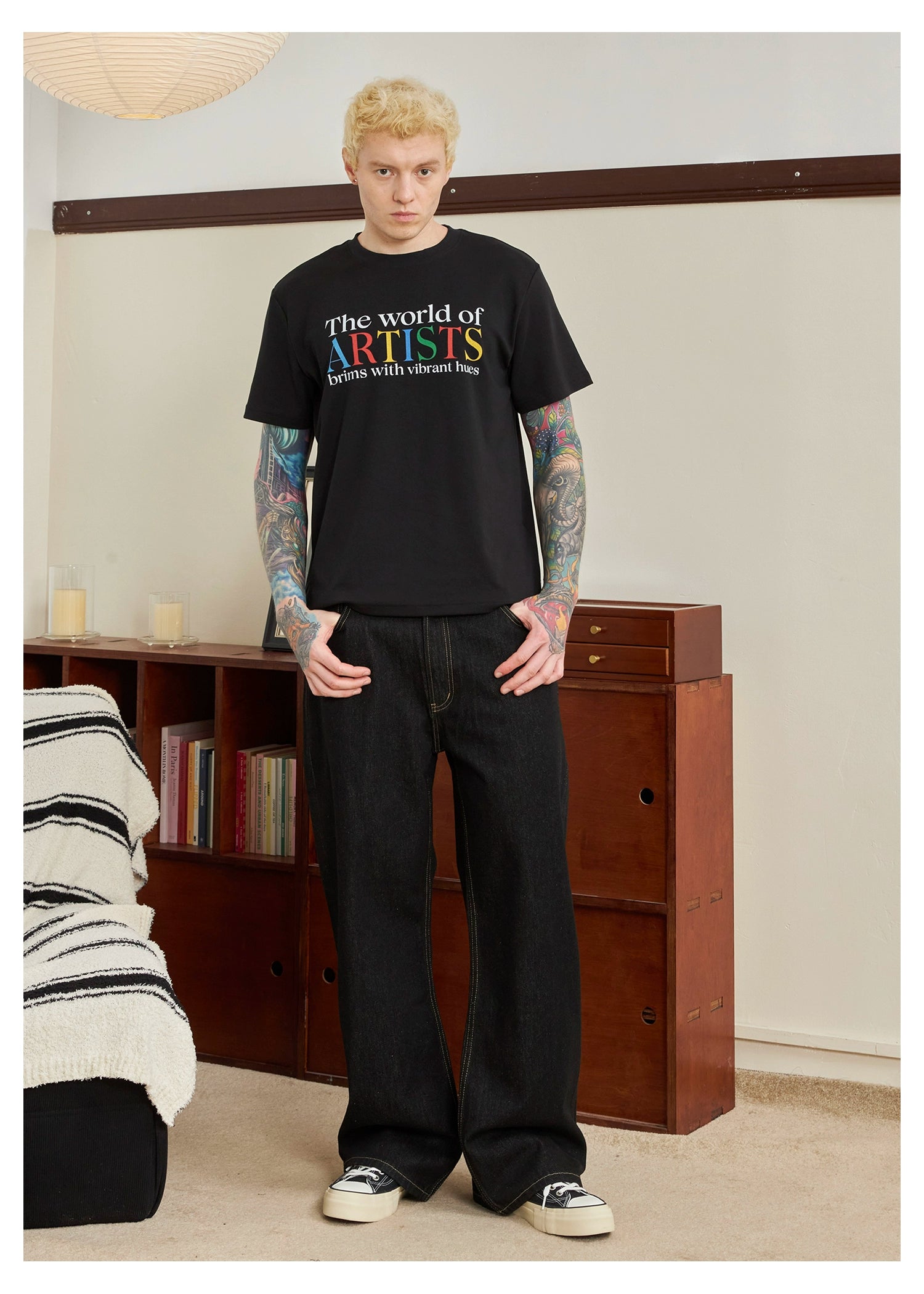 Raw Black Wide-Leg Jeans