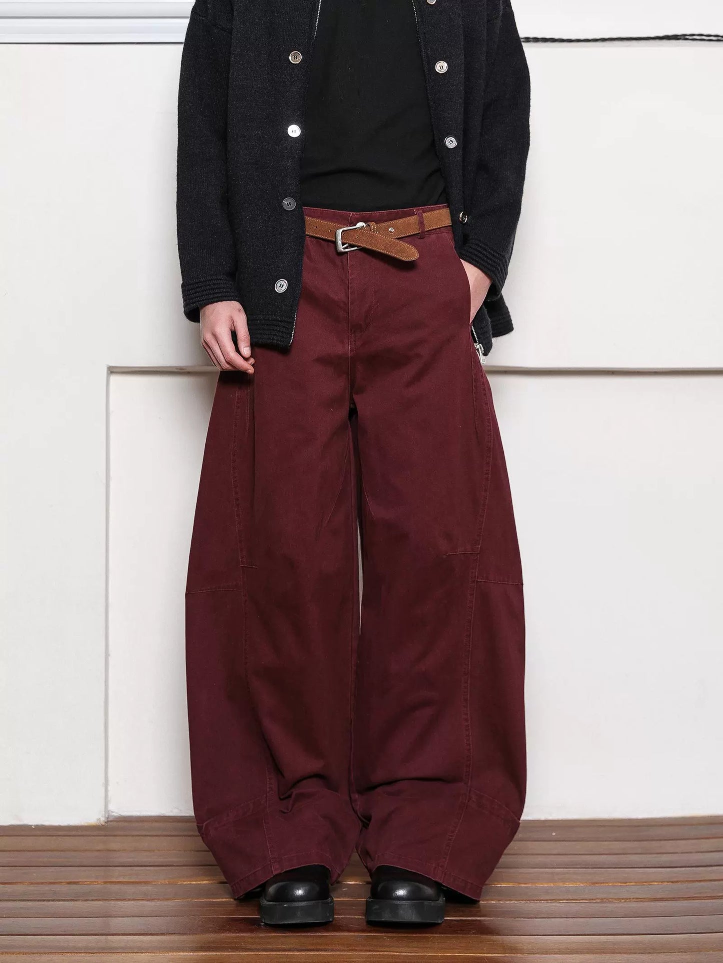 Wine Red Baggy Pants