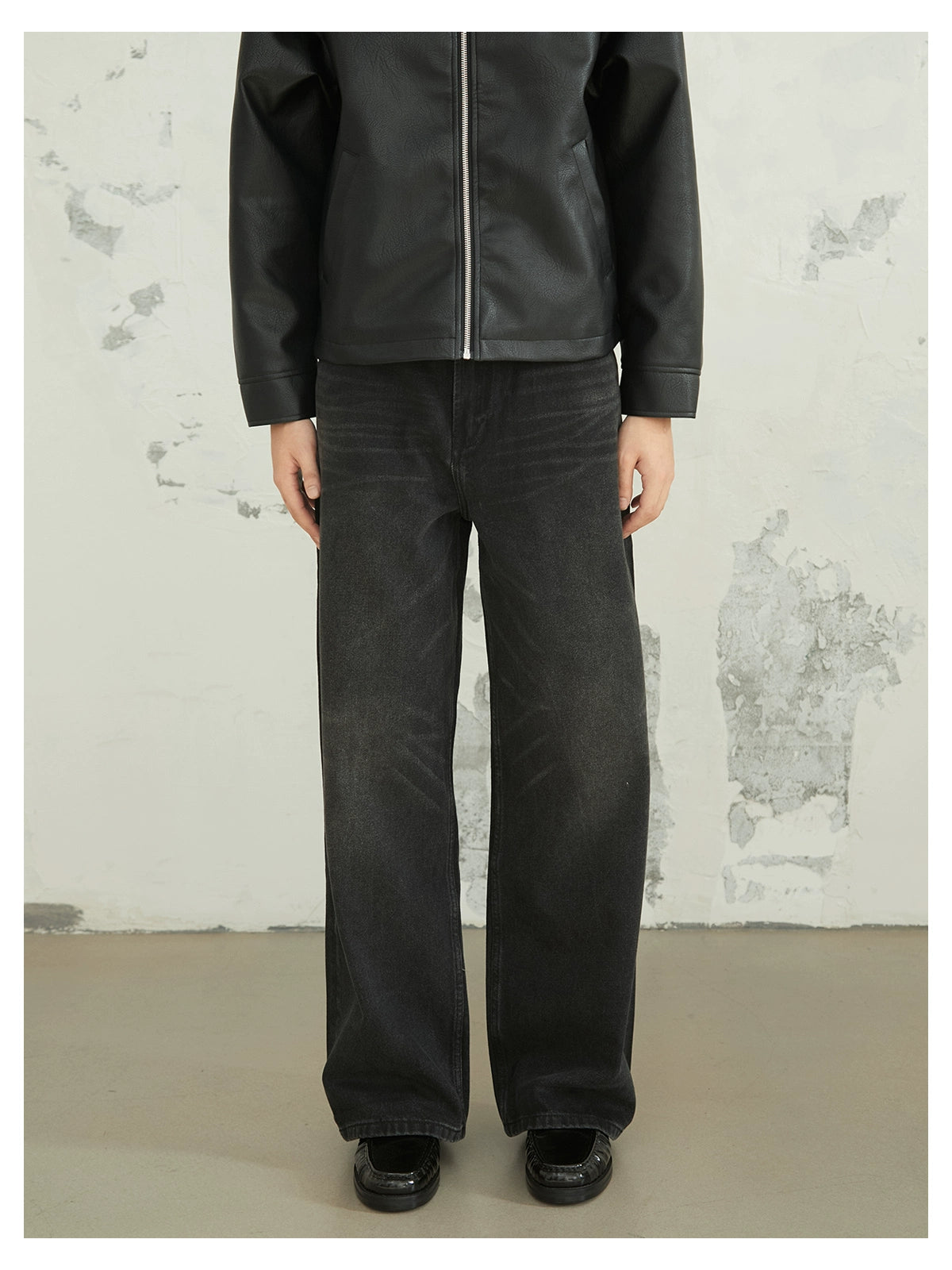 Washed Black Baggy Denim