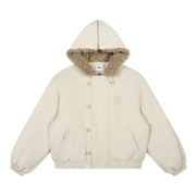 Insulated Faux-Shearling Hooded Jacket
